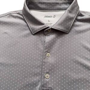 Johnnie-O Polo Shirt Mens Size XL Short Sleeve Performance Golf Polka Dot Gray